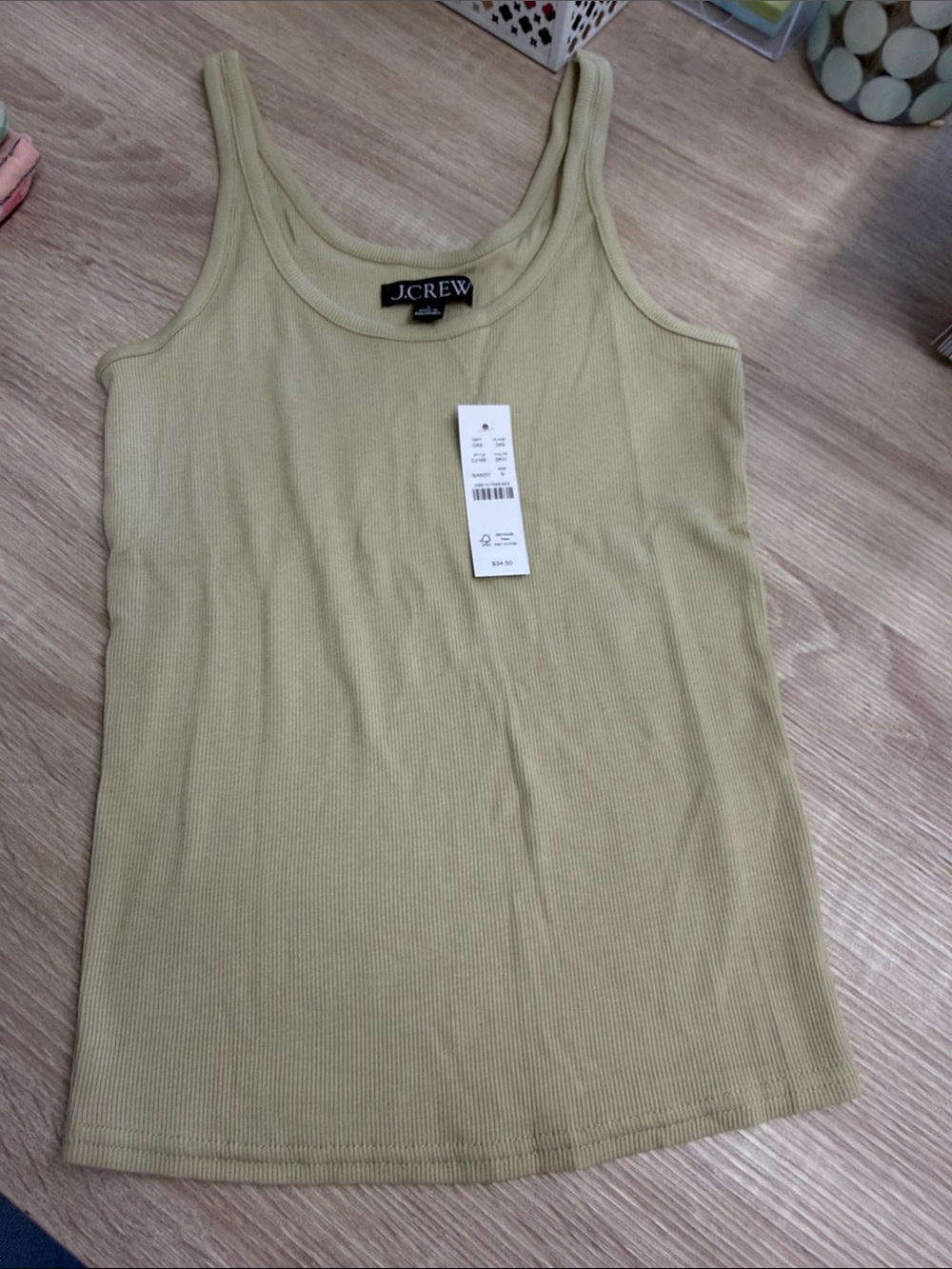 J.Crew Ribbed Tank Top in Pale Olive